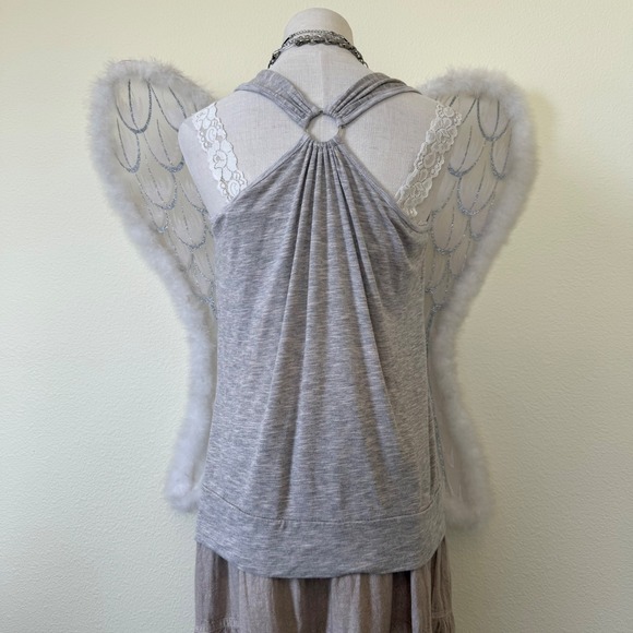 Y2K Girly Grunge Gray Rose Graphic Tank Top Sleeveless Racerback Boho Relaxed - Picture 3 of 7